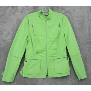 Vintage CARLISLE Jacket Womens 8 Full Zip Pockets Fitted Office Career Lime